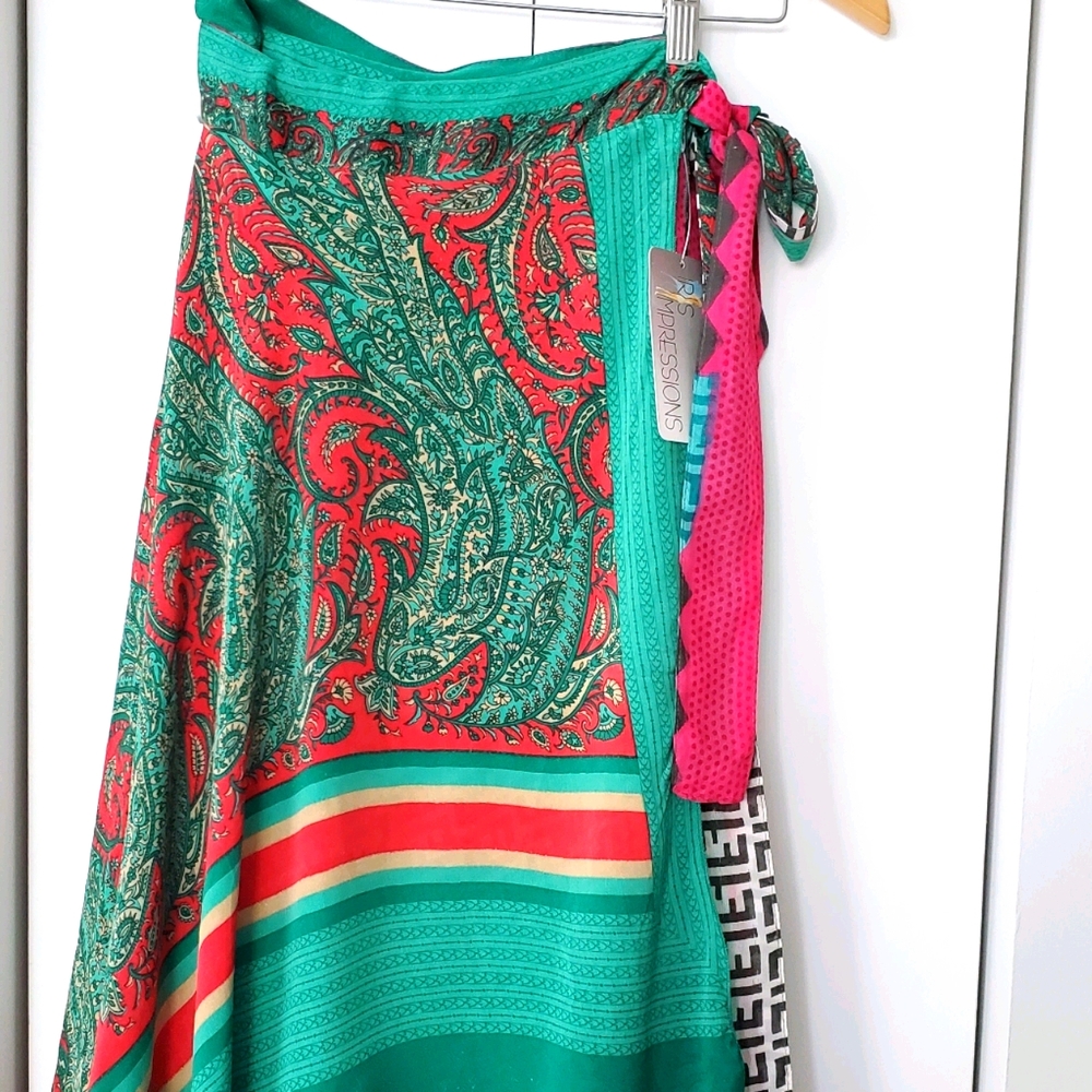 NEW wrap skirt - multi wear, silk dresses